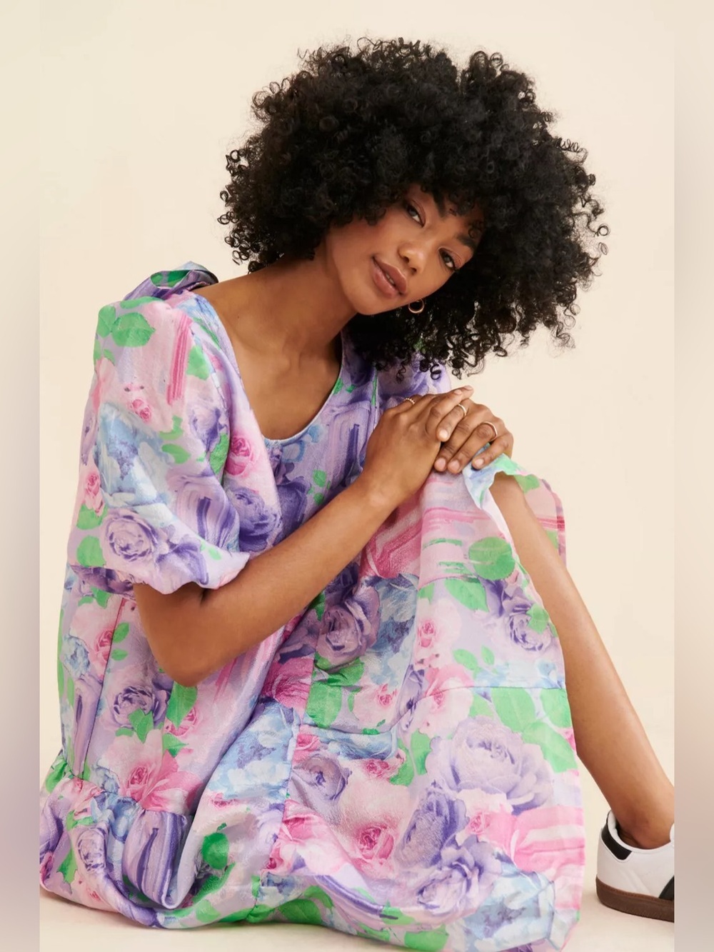 Urban Outfitters CRAS Pastel Floral cottagecore puff Sleeve Midi Dress XL - Picture 4 of 10